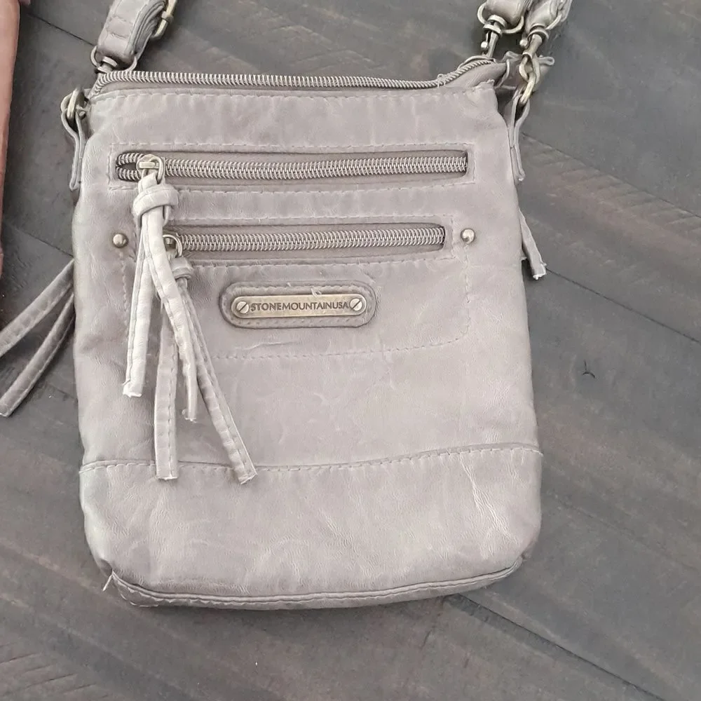 Stone Mountain USA crossbody bag lots of pockets good condition one gray one tan